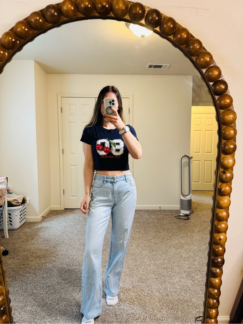 PacSun PS/LA Los Angeles 80 Cherry Cropped Graphic Tee Navy Size S